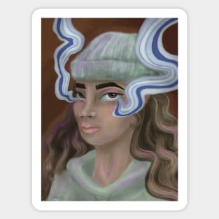 Smokey Girl in Beanie Sticker